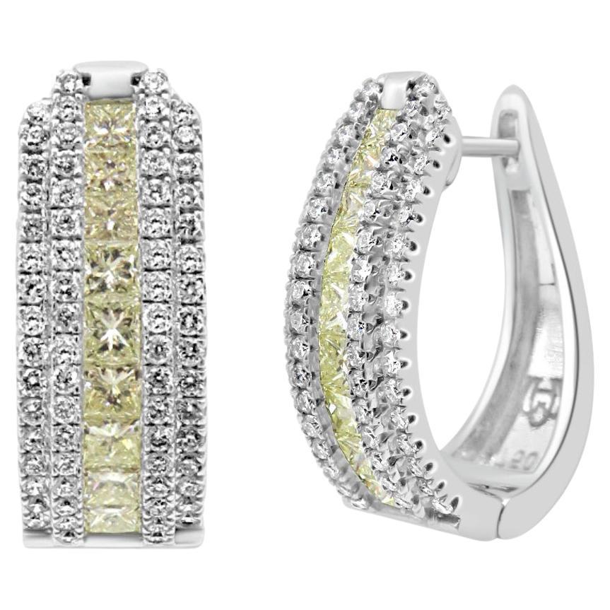 Pendientes de aro de oro mozafari de 18 quilates con diamantes amarillos y blancos