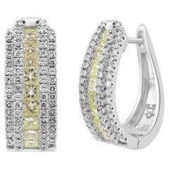 Orecchini a cerchio in oro 18K Mozafarian con diamanti gialli e bianchi