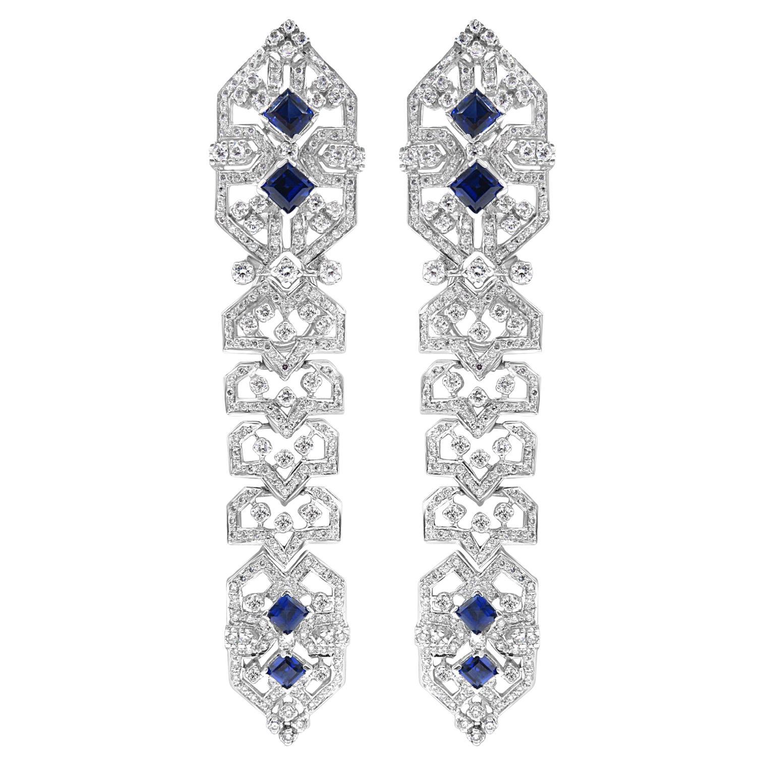 Mozafarian 18K Gold Sapphire & Diamond Drop Earrings