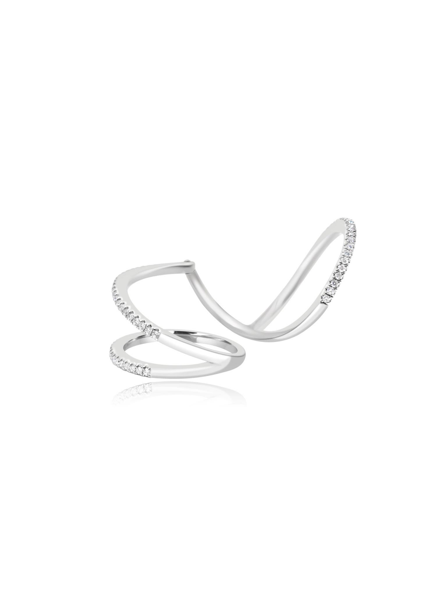 Artisan Mozafarian 18K Gold Spiral Ring with Diamonds For Sale