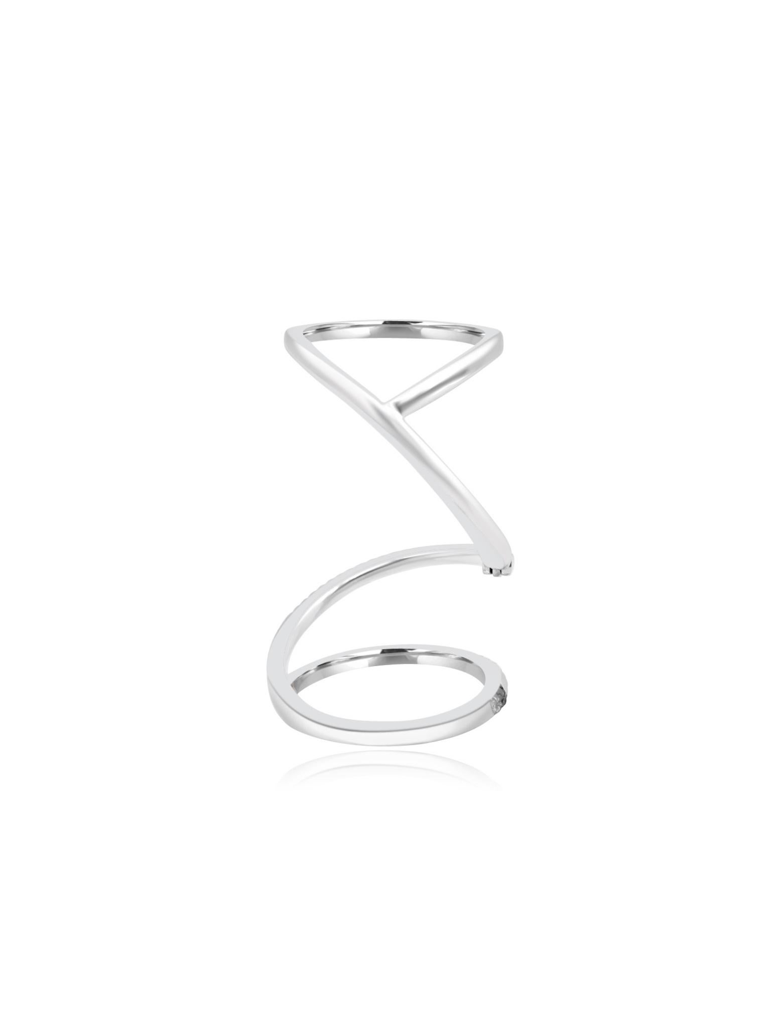 Round Cut Mozafarian 18K Gold Spiral Ring with Diamonds For Sale