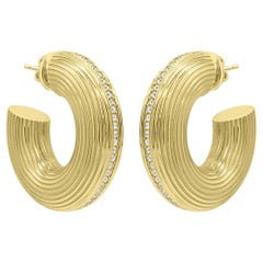 Mozafarian 18K Gold Thick Hoop Earrings with Diamonds