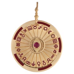 Mozafarian Burgundy Tarot Bousole Pendant with a Ruby