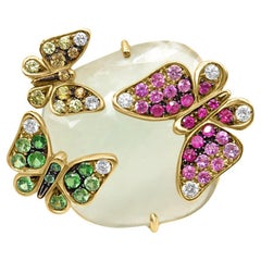 Mozafarian Butterfly Ring with Diamonds, Quartz, Tanzanites and Sapphires