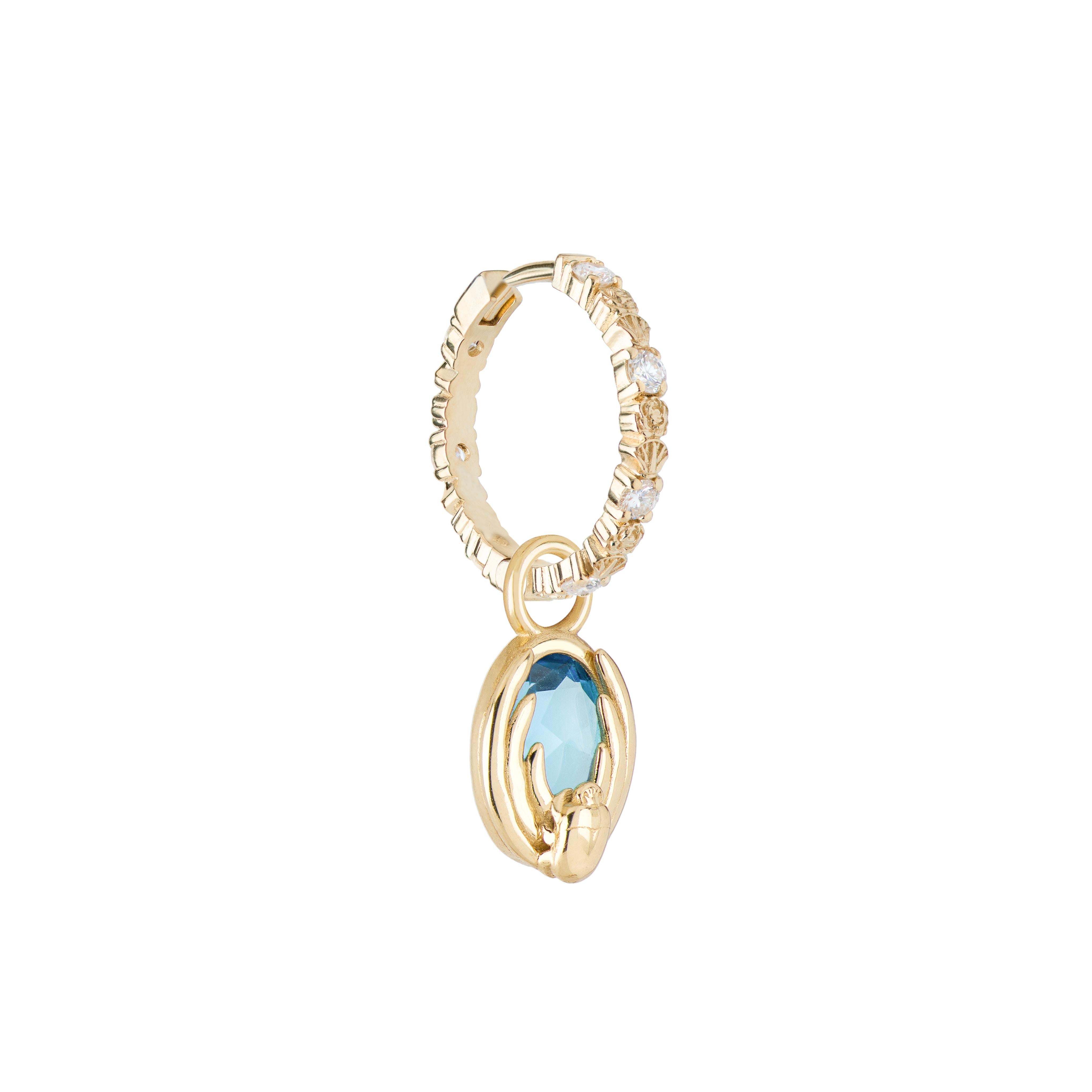 Taglio ovale Mozafarian Cancer Capsule Pendant with Blue Topaz in vendita