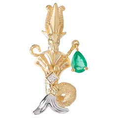 Mozafarian Capricorn Diamond and Emerald Pendant