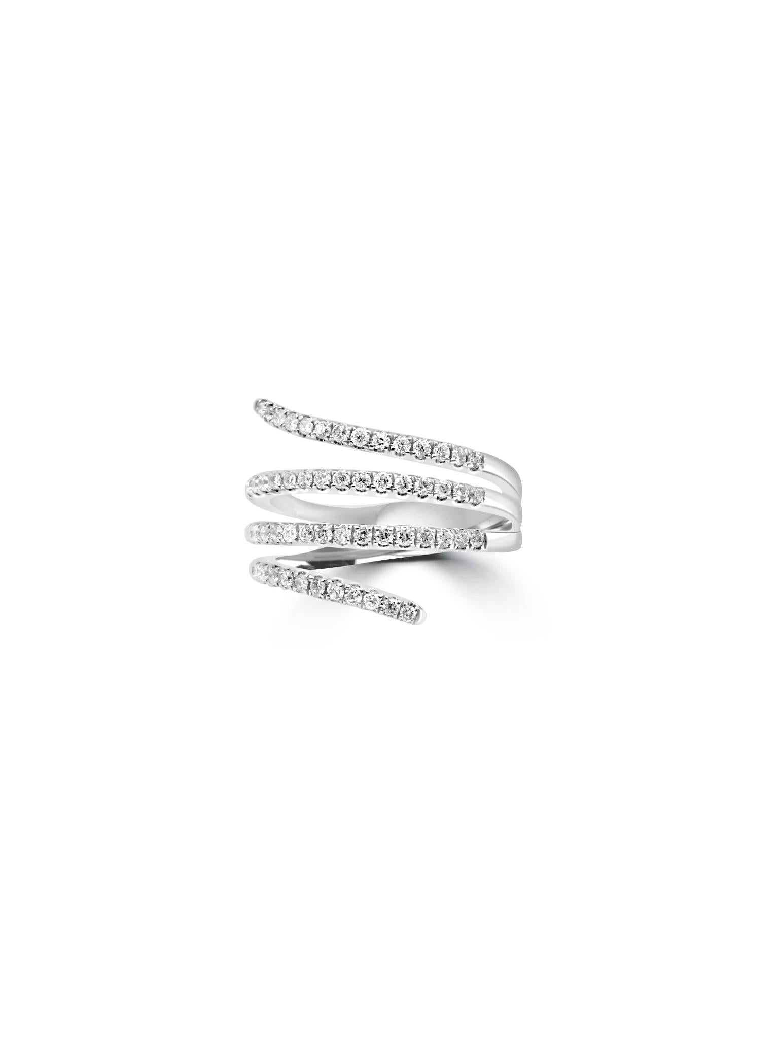 Artisan Mozafarian Curved Diamond Ring For Sale