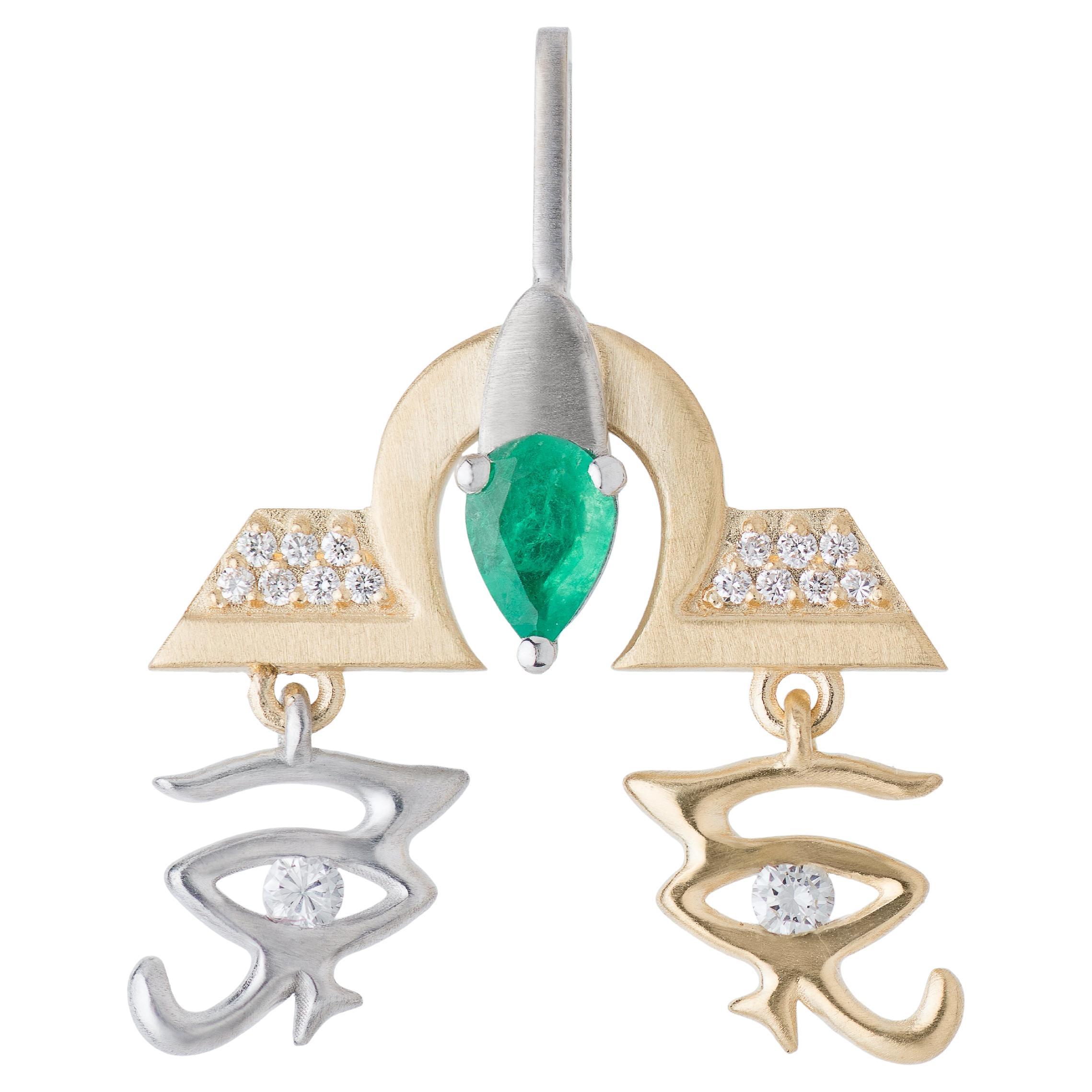 Mozafarian Diamond and Emerald Libra Pendant