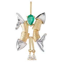 Mozafarian Diamond and Emerald Pisces Pendant