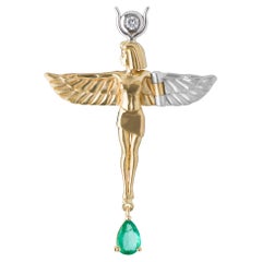 Mozafarian Diamond and Emerald Virgo Pendant