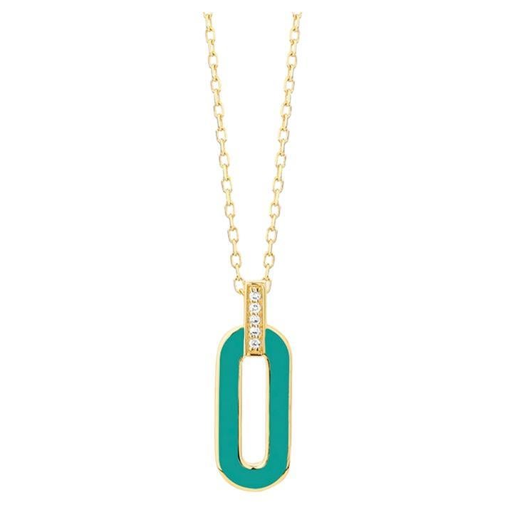 Mozafarian Diamant und Türkis Emaille-Anhänger im Angebot