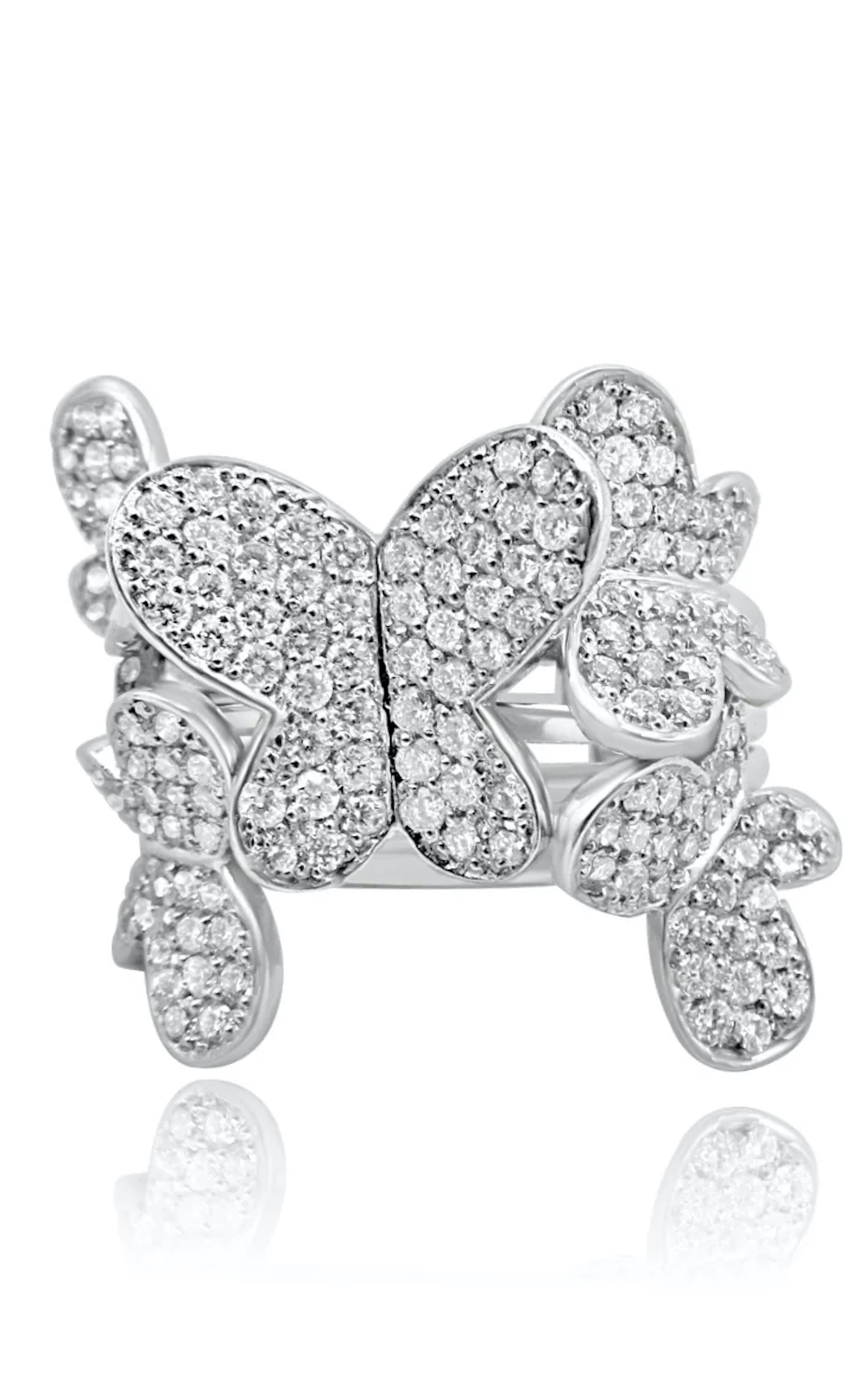 Anillo Mozafari Racimo de Mariposas de Diamantes en Oro Blanco de 18k Corte brillante en venta