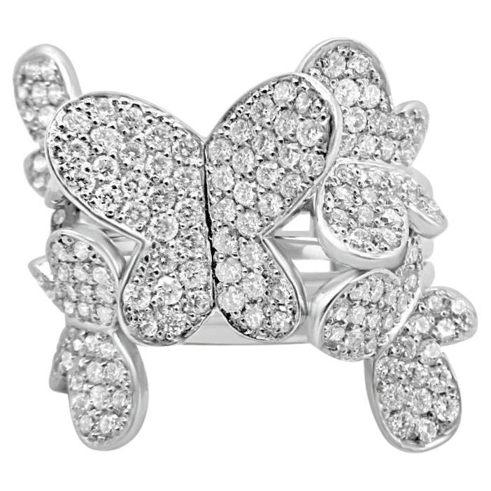 Mozafarian Diamond Butterfly Cluster ring in 18k White Gold