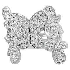 Mozafarian Diamond Butterfly Cluster ring in 18k White Gold