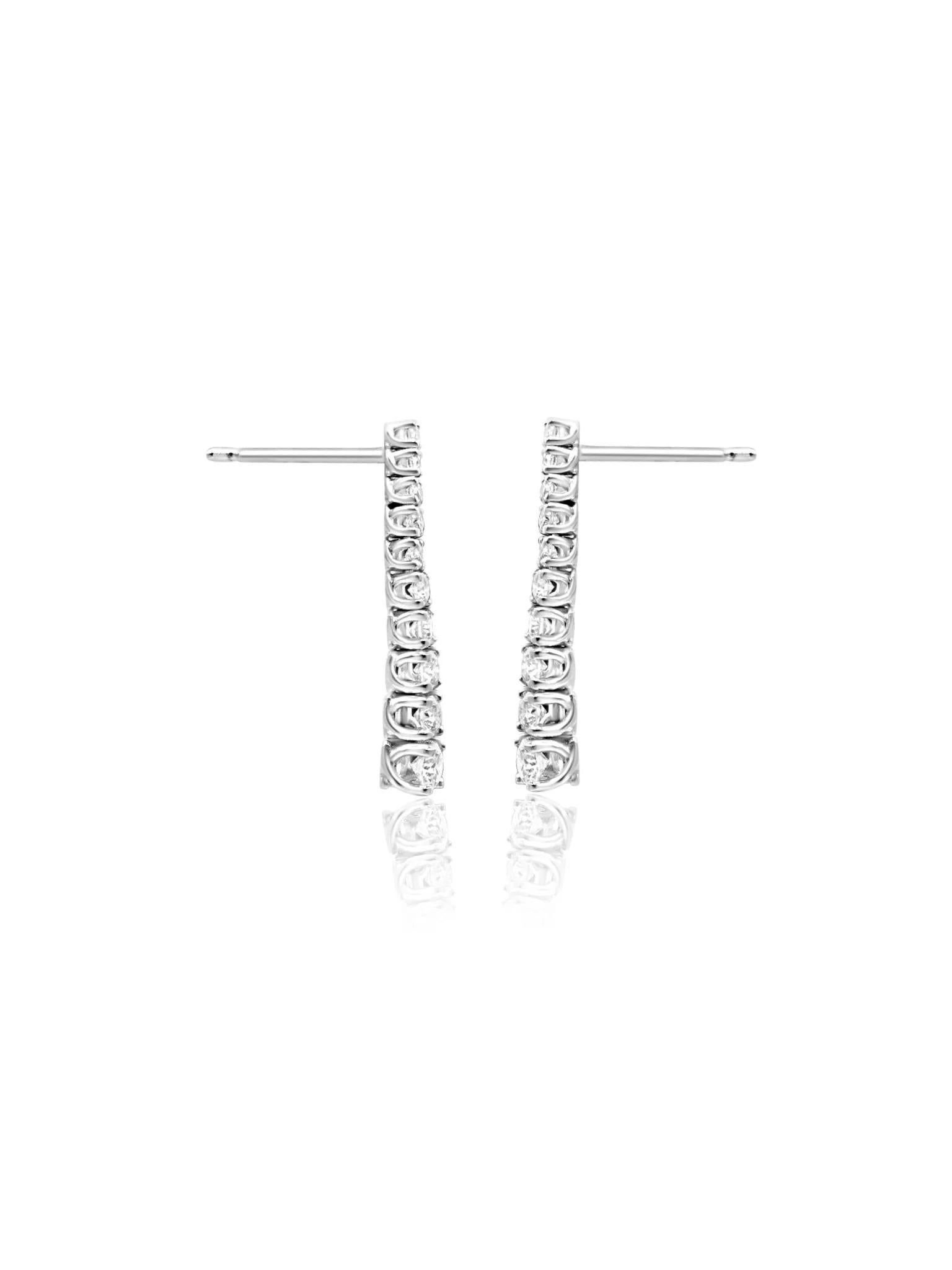 Artisan Mozafarian Diamond Drop Earrings in 18k White Gold For Sale