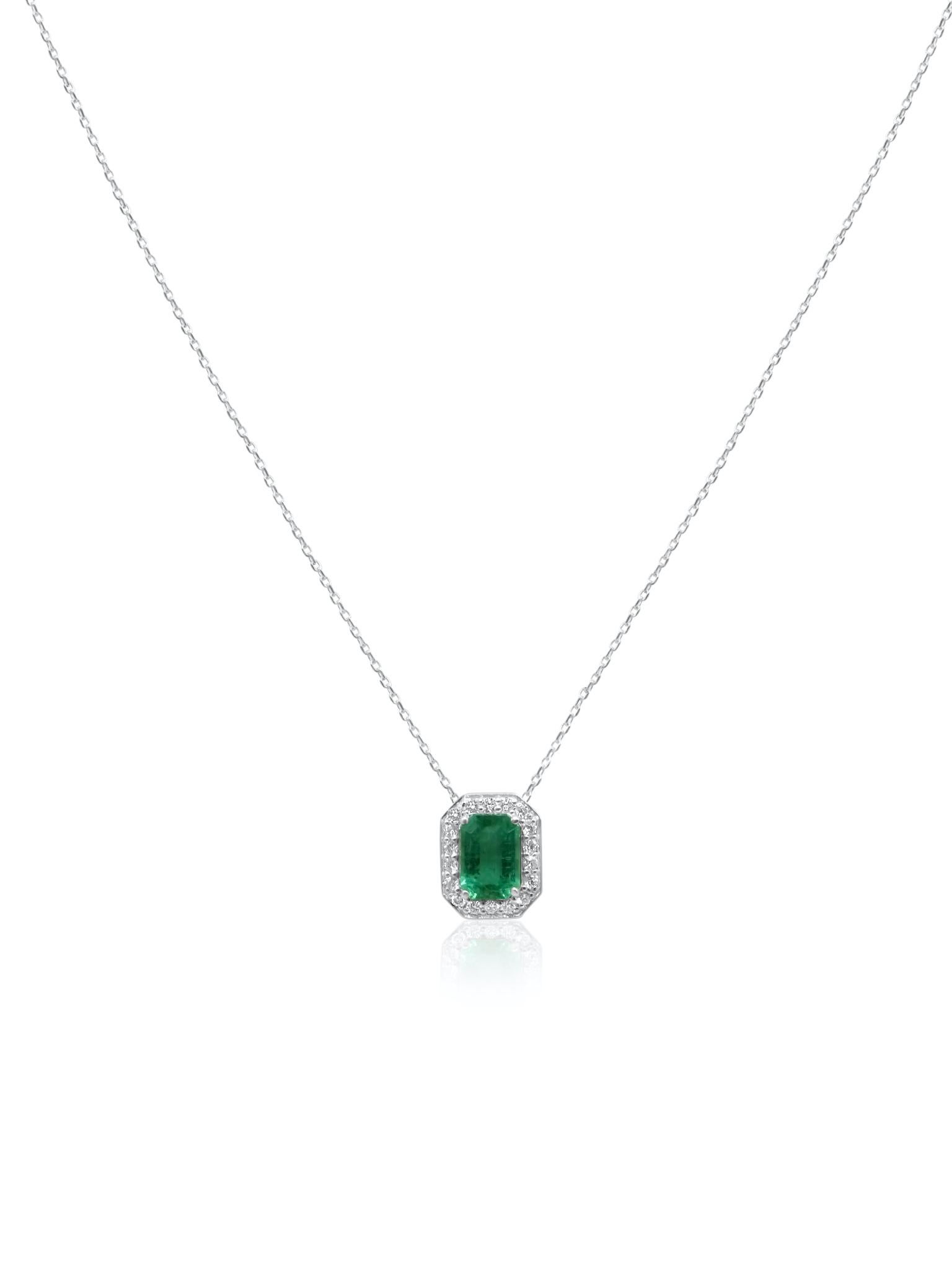 Mozafarian Diamant & Smaragd Halskette in 18k Weißgold (Kunsthandwerker*in) im Angebot