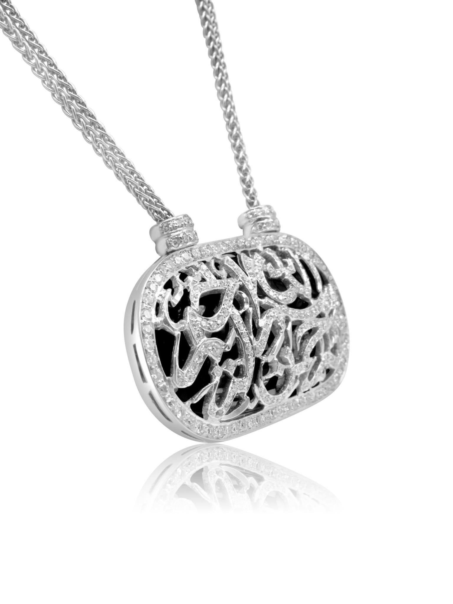 Artigiano Collana con diamanti e onice calligrafica Mozafarian in vendita