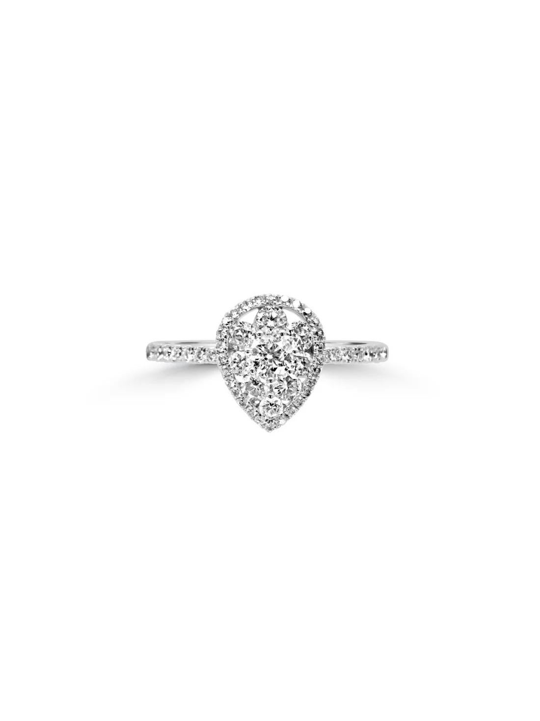 Artigiano Anello a pera con diamante Mozafarian in oro bianco 18 carati in vendita