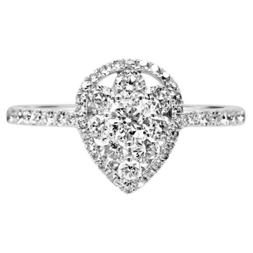 Mozafarian Diamond Pear Ring in 18k White Gold