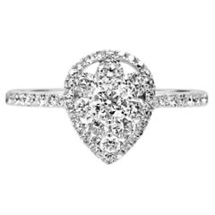 Mozafarian Diamond Pear Ring in 18k White Gold