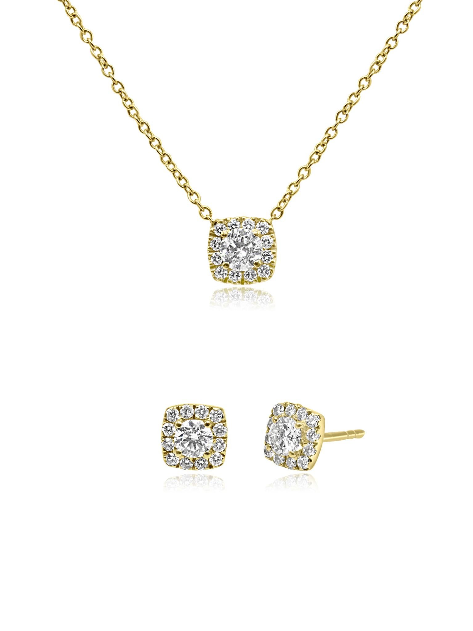 Taglio rotondo Ciondolo con diamante Mozafariano in oro 18k in vendita