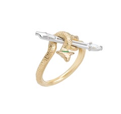 Mozafarian Emerald & Diamond Yellow & White Gold Sagittarius Ring