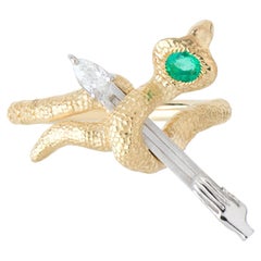 Mozafarian Emerald and Diamond Sagittarius Ring