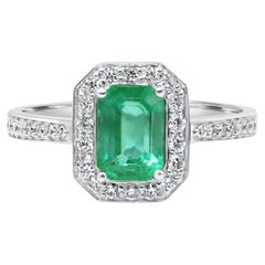 Mozafarian Emerald & Diamond Ring in 18k White Gold