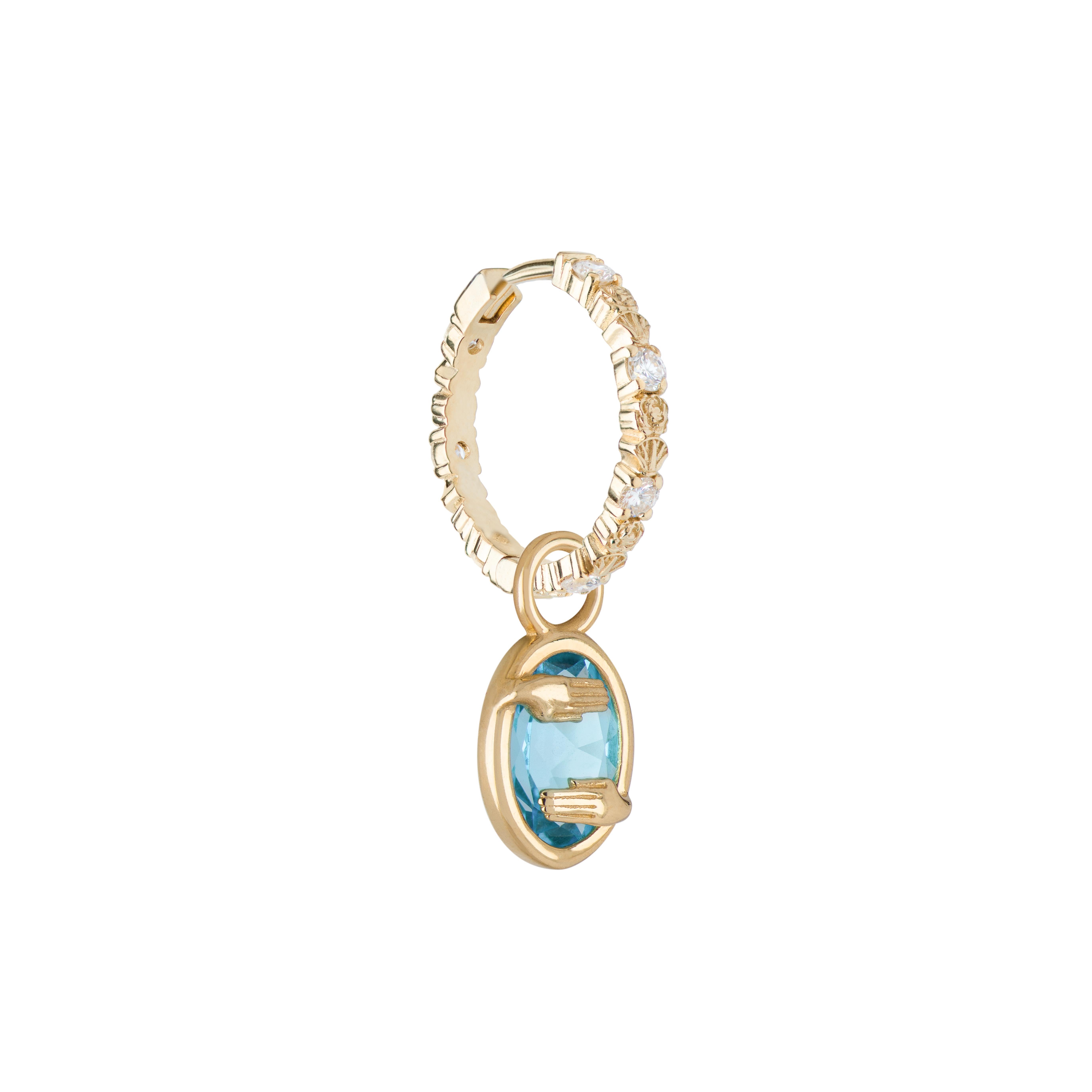 Taglio ovale Mozafarian Gemini Capsule Pendant with Blue Topaz in vendita