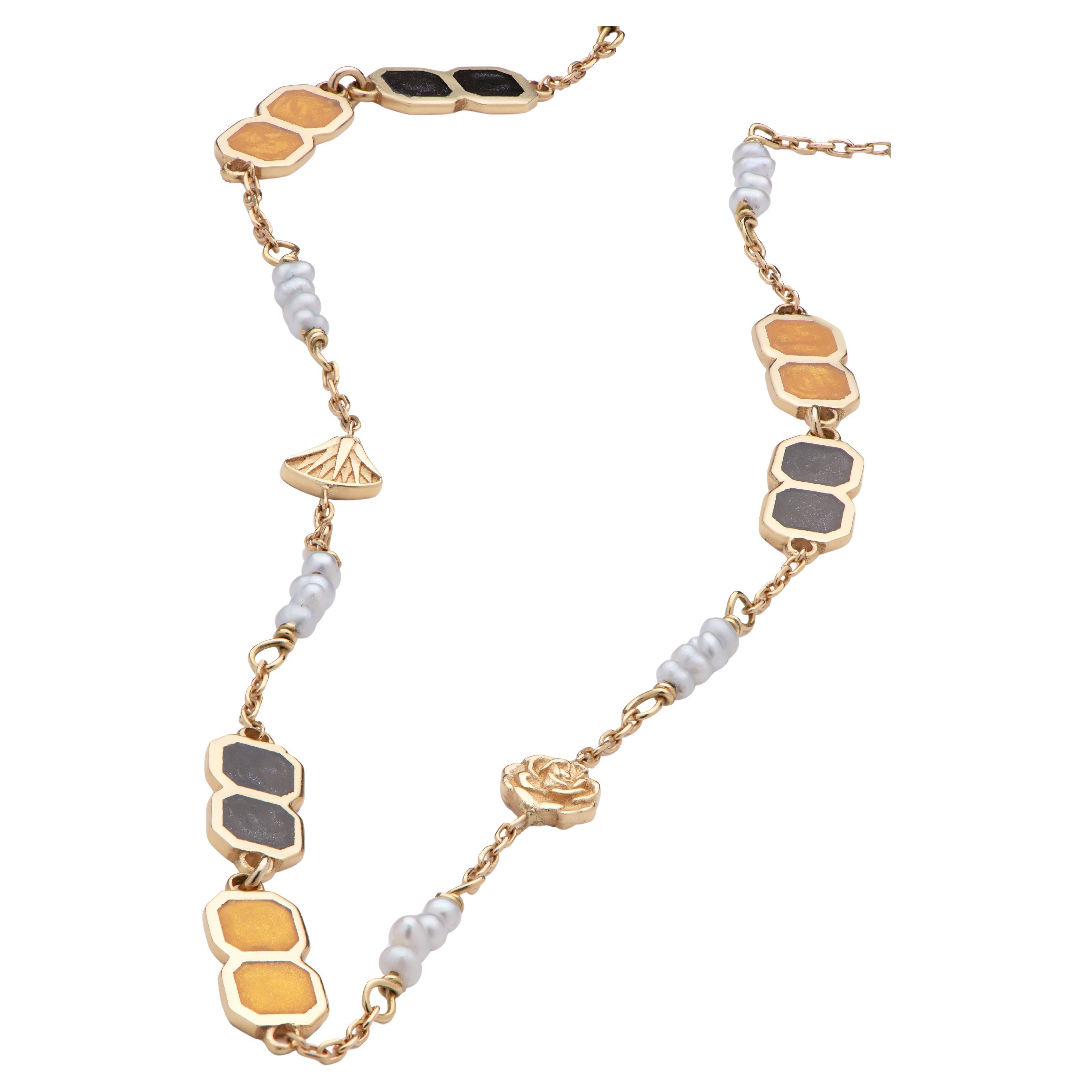 Chaîne Sautoir en or Mozafari avec perles Akoya Baroque en vente