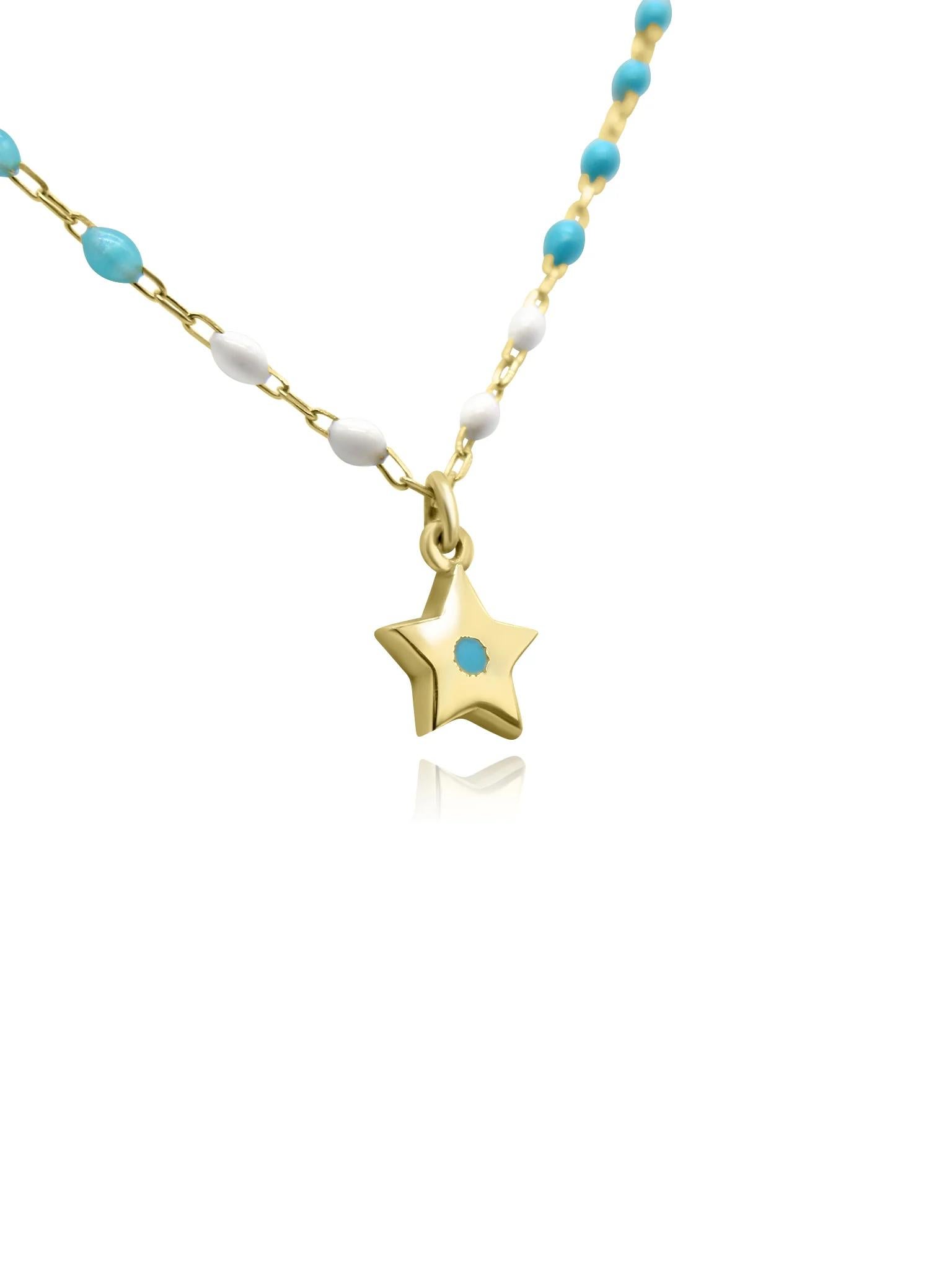 Artisan Mozafarian Gold Star Beaded Necklace For Sale