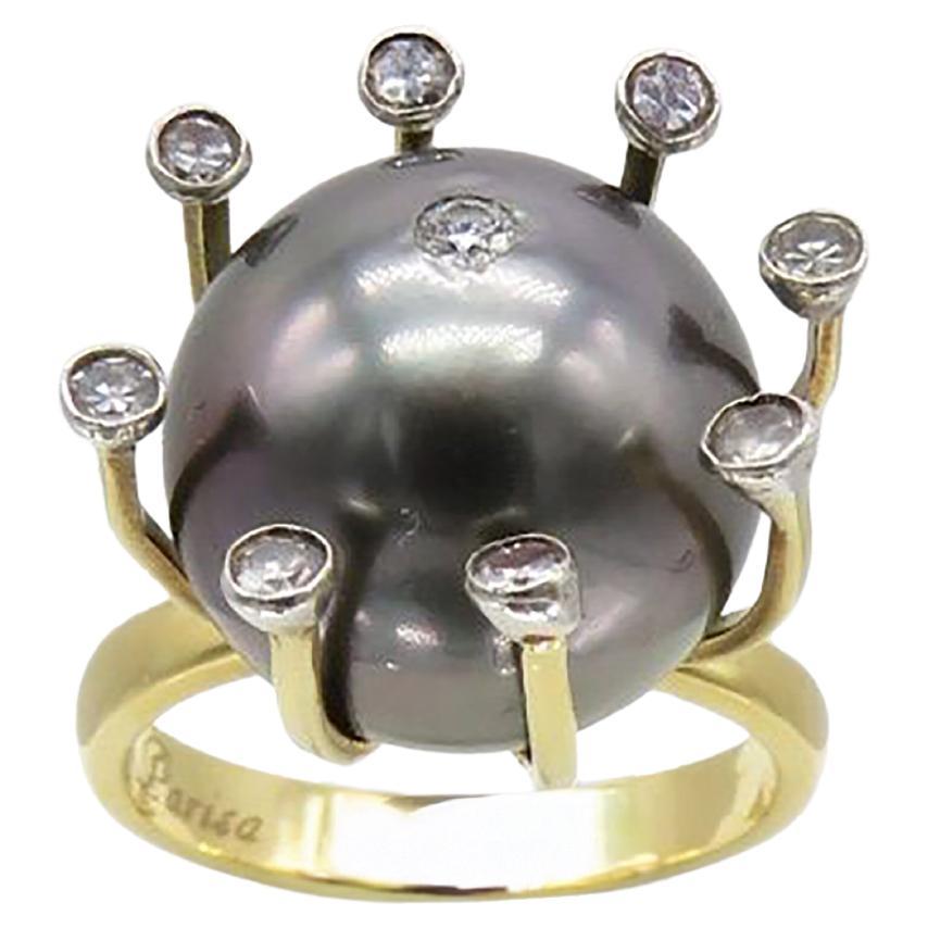 Mozafarian Golden Embrace Tahitian Pearl Ring