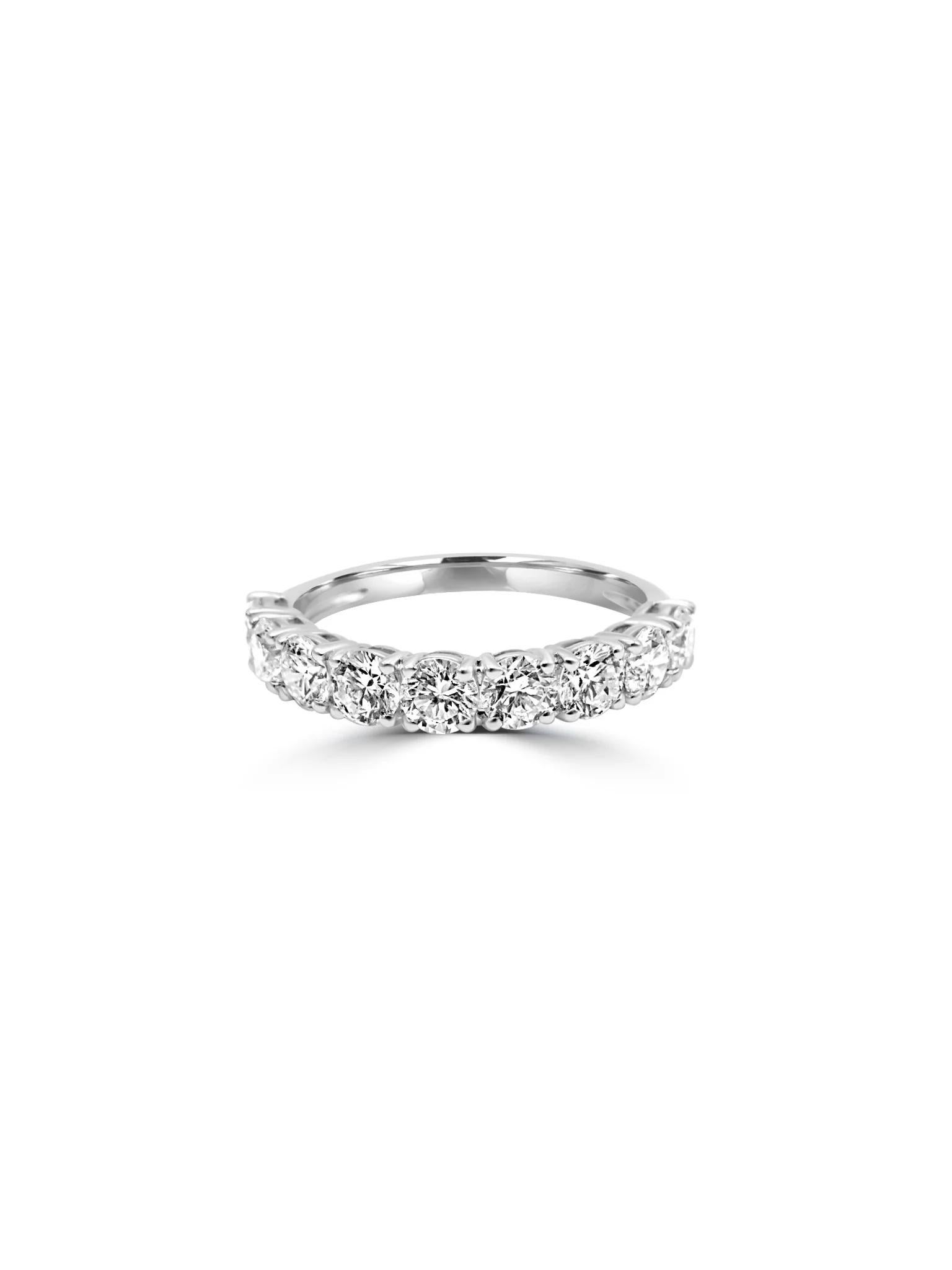 Breathtaking 18 karat white gold half eternity ring, adorned with round cut shimmering diamonds in 4 claw settings. Its elegant design and dazzling diamonds will leave you in awe.

All Diamonds: 1.73ct