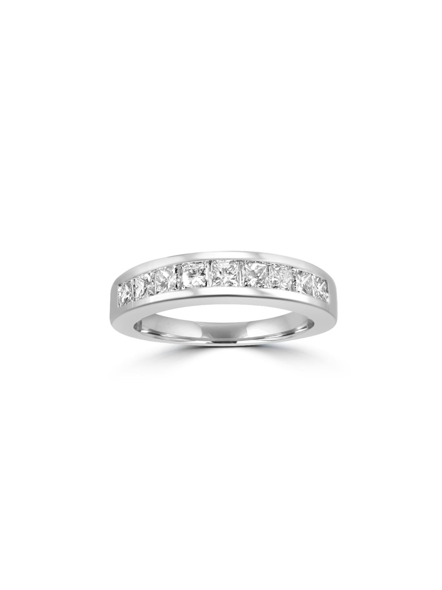 Artisan Mozafarian Half Eternity Diamond Ring in 18k White Gold For Sale