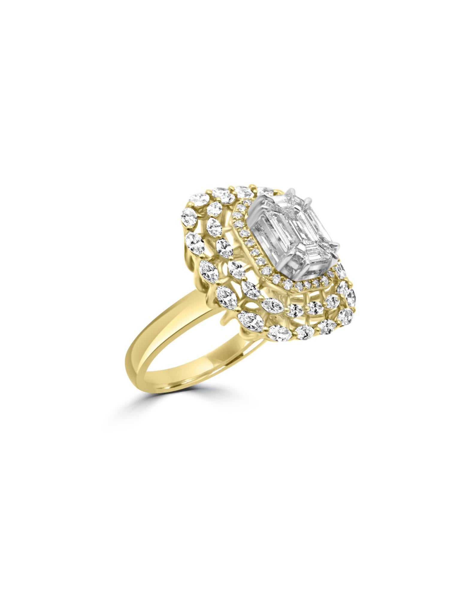 Artisan Mozafarian Handmade 18k Gold Ring With Diamonds For Sale