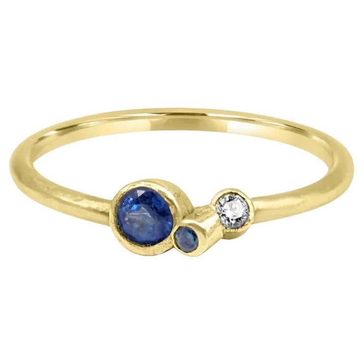 Mozafarian Handmade Diamond and Blue Sapphire Ring