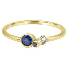 Mozafarian Handmade Diamond and Blue Sapphire Ring