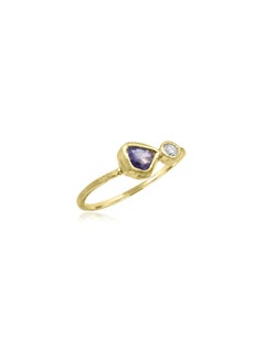 Mozafarian Sapphire and Diamond Yellow Gold Ring