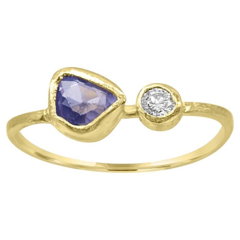 Mozafarian Handmade Sapphire and Diamond Ring in 18K Gold