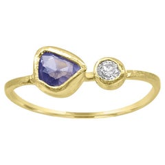 Mozafarian Handmade Sapphire and Diamond Ring in 18K Gold
