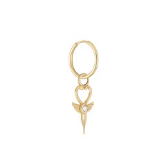 Pendentif amulette de la clé de vie en or jaune avec diamant Mozafarien
