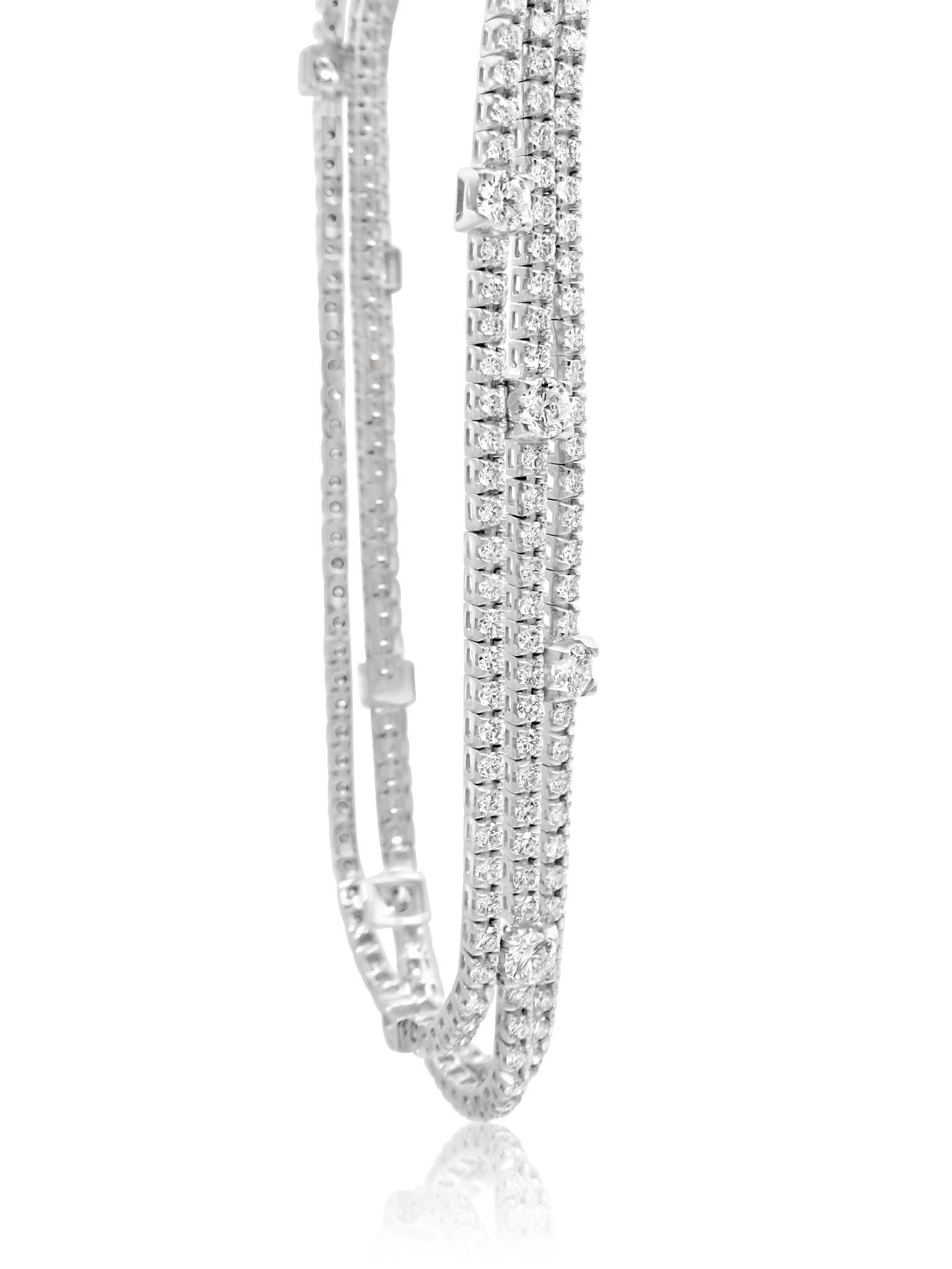 Brilliant Cut Mozafarian Layered Diamond Tennis Bracelet For Sale