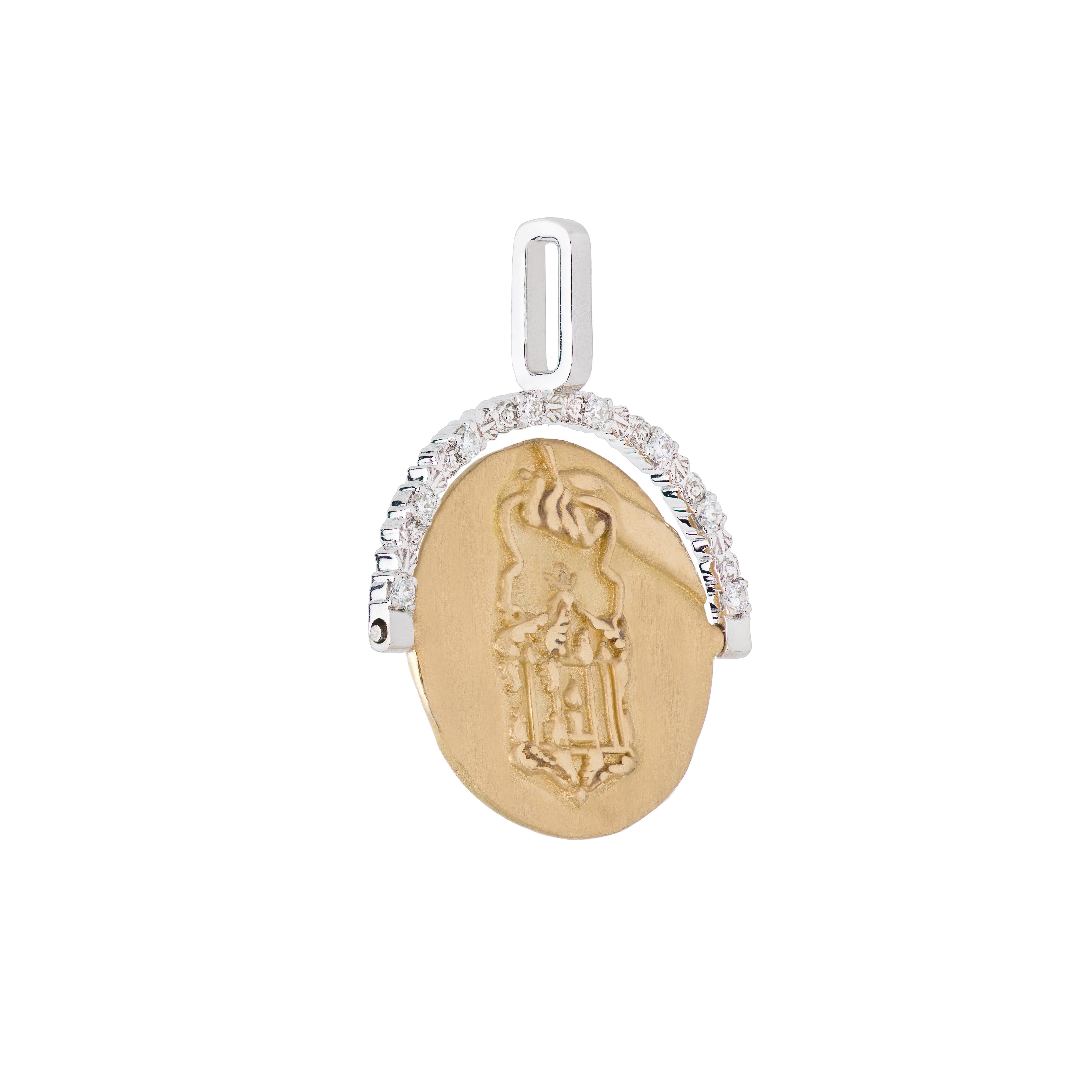 Pendentif mozafarien en forme de pièce d'amour et d'ermite avec diamants Neuf - En vente à London, GB