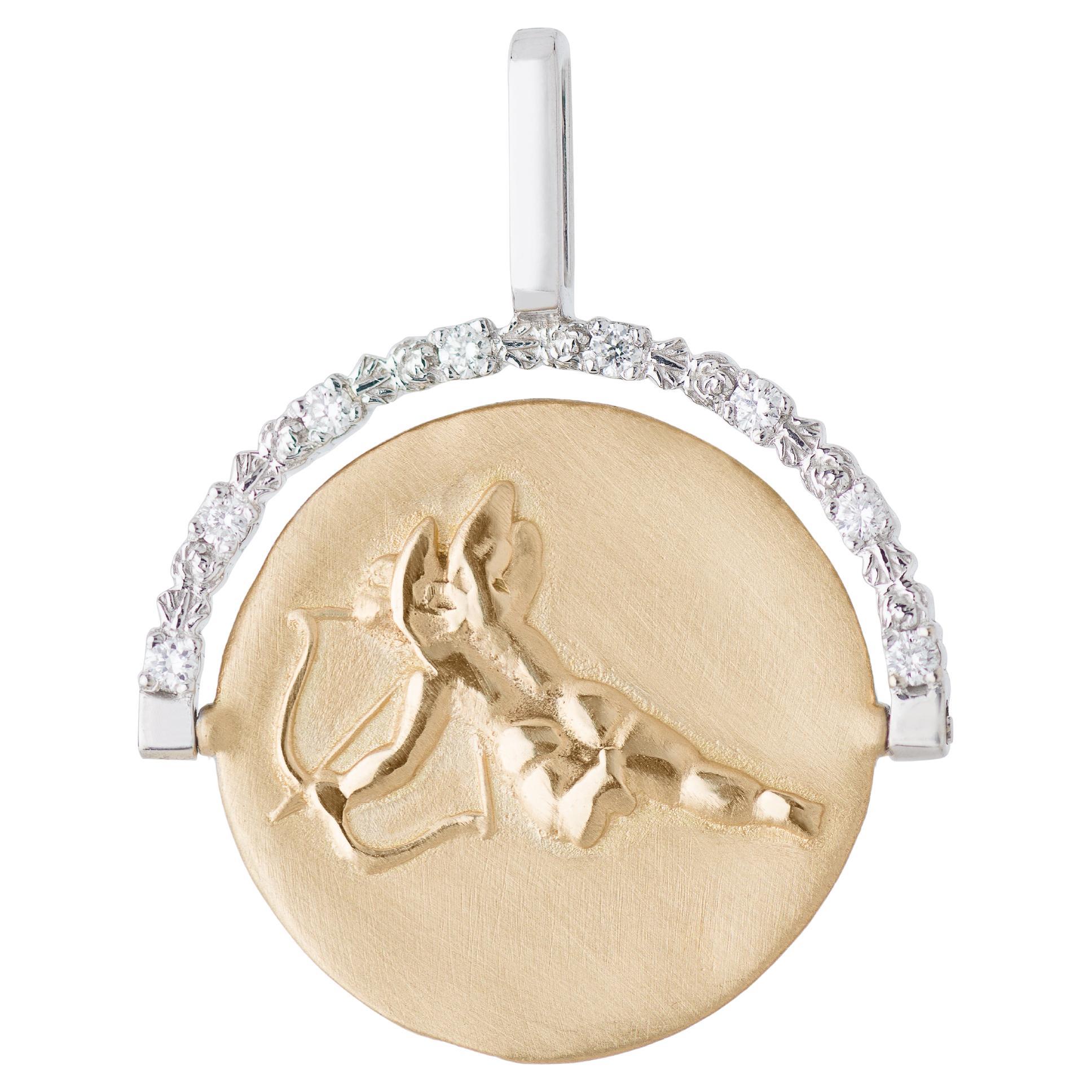 Pendentif mozafarien en forme de pièce d'amour et d'ermite avec diamants en vente
