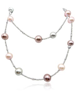 Mozafarian Pearl and Diamond Bead Necklace