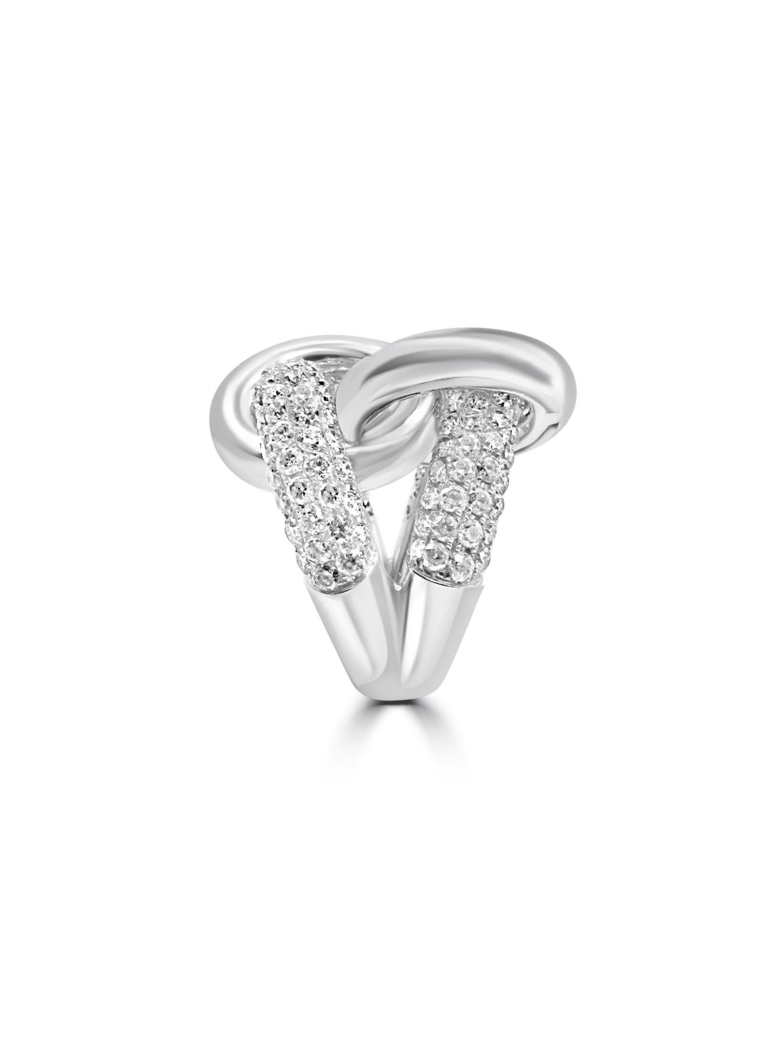 Artigiano Anello Mozafarian in platino e diamanti con nodo d'amore in vendita