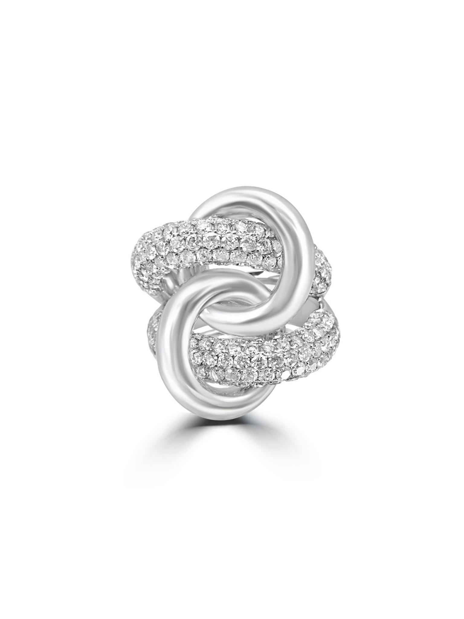 Taglio brillante Anello Mozafarian in platino e diamanti con nodo d'amore in vendita
