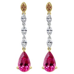 Boucles d'oreilles pendantes Mozafarian Rubelite & Diamond