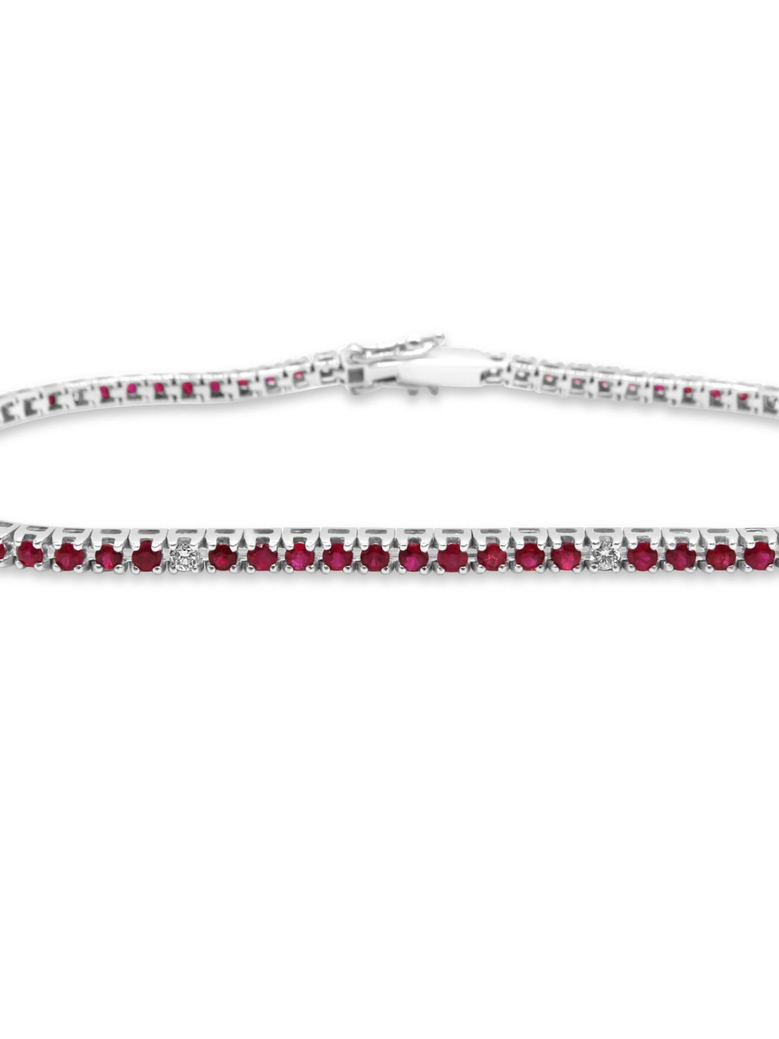 Mozafarianisches Tennisarmband mit Rubin und Diamanten (Kunsthandwerker*in) im Angebot