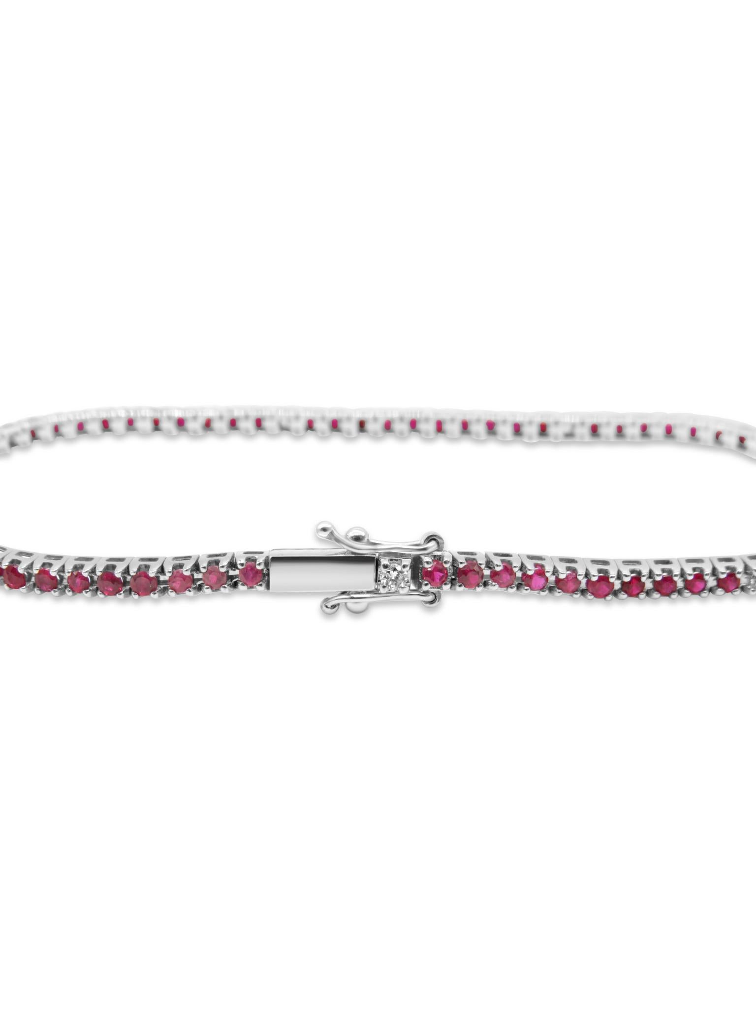 Mozafarianisches Tennisarmband mit Rubin und Diamanten (Brillantschliff) im Angebot